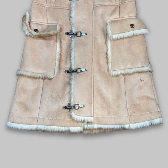 Pepe Jeans London Women’s Faux Shearling Hooded Toggle Coat – Beige – Size S - Picture 4 of 6
